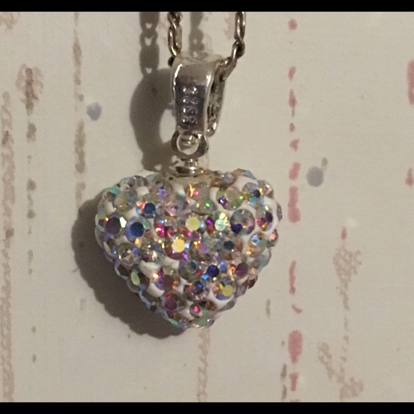 Heart pendant crystal rhinestone & silver - Picture 2 of 4